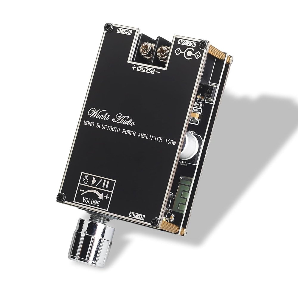 ZK-1001B Mono Amplifier Board with TWS, 100W Power Output, Vehicle Amplifier Wide Voltage Input 9-24V, Supports USB/AUX/Bluetooth, Black