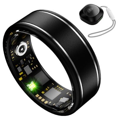 Anarow Activity Tracker Ring for Men Smart Ring with Heart Rate, SpO2, Blood Pressure, Sleep Monitoring, Step & Calorie Counter, 5ATM Waterproof, No Subscription Fee (Black 7)