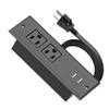 1500W Recessed Power Strip Mount Hidden Charging Station with USB Plug Multiple Surge Protector Outlet Extender with Extension Cord for Nightstand Furniture Bed Conference Table (Black) view 1
