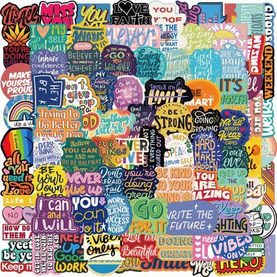 100PCS Motivational Aesthetic Stickers, Colourful Inspirational Waterproof Stickers for Water Bottles Laptop Scrapbook, Positive Encourage Quotes for Adults (100 Colourful)