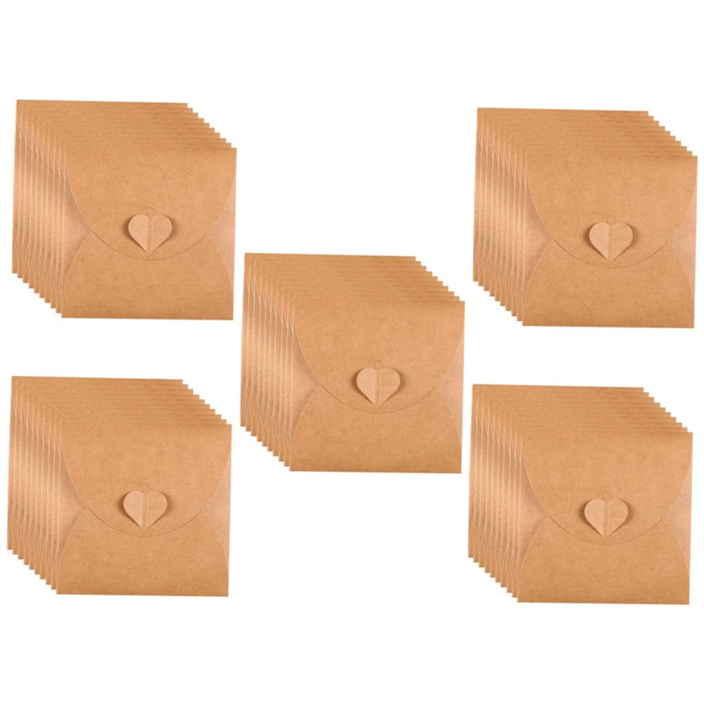 DIYEAH 50pcs Retro Envelope Bag Kraft Paper Cd Sleeves Cd Case Holder DVD Binder Storage Wedding Envelope for Cards