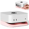 ELETIUO Desk Stand for Mac mini M4/M4 Pro 2024,Silicone Desktop Mount with Heat Dissipation,Anti-Slip Base,Easy Power Button Access,Space-Saving for Improved Cooling & Desk Organization,Pink view 1