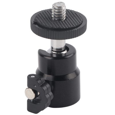 360 Rotation Mini Ball Head, Durable Aluminum Alloy Camera Mount Stand with 1/4 Screw, Lightweight Portable Photography Accessory, Made of Antislip Rubber Pads and Plastic (Black)