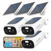 3pc 2.4G/5G WiFi Cameras for Home Security with Double Solar Panels, 2K Solar Security Cameras Wireless Outdoor, Color Night Vision , 2-Way Talk, Spotlight, Siren,IP66, Cloud/SD, AI Detection, W/Alexa view 1