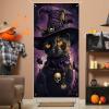 Halloween Door Cover, Scary Black Cat Spiders Bats Skulls Front Porch Sign Banner, Gothic Halloween Decoration and Supplies for Home - 7236 in view 2