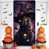 Halloween Door Cover, Scary Black Cat Spiders Bats Skulls Front Porch Sign Banner, Gothic Halloween Decoration and Supplies for Home - 7236 in view 3