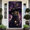 Halloween Door Cover, Scary Black Cat Spiders Bats Skulls Front Porch Sign Banner, Gothic Halloween Decoration and Supplies for Home - 7236 in view 4