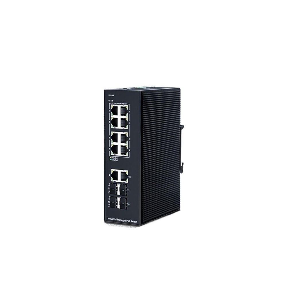 14-Port Industrial Managed POE Switch, 1000Base-T DIN Rail Network Ethernet Switch with 2.5G SFP Port L2 Web Management