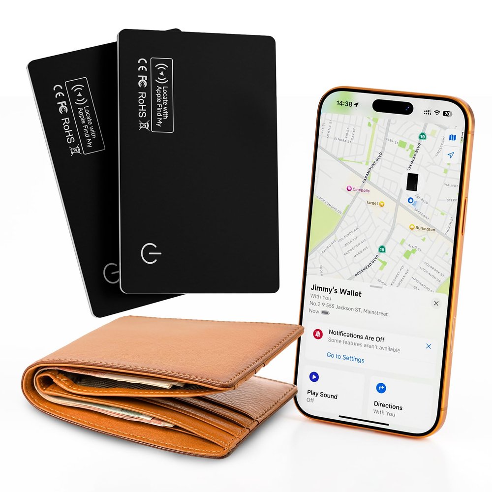 2-Pack Family Value Bundle: 2026 Apple MFi Certified Air Card Tag Tracker Wallet Tracker Card | Ultra Slim 0.07in, IP68 Waterproof | Works with Apple Find My (iOS) | for Wallets, Keys, Luggage,Bags