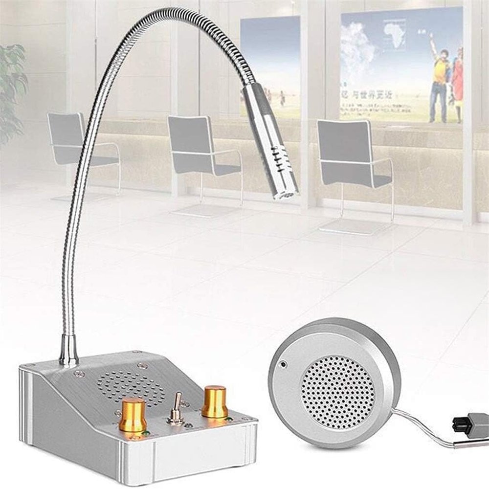 Window Intercom,Business Microphone Intercom, Speaker 2 Way Intercom Communication,for Counter, Store,Restaurant
