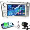 Android 15 Car Stereo for Toyota Camry 2006 2007 2008 2009 2010 2011 with Carplay/Android Auto (Support JBL) - 8 Inch IPS Touchscreen Radio with DSP/WiFi/GPS/Split Screen/SWC + AHD Rear View Camera view 1