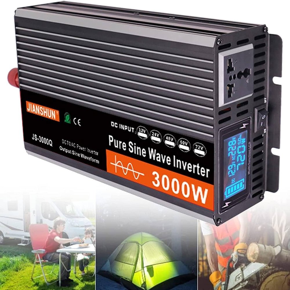 Pure Sine Wave Power Inverter Dc 12v /24v /48v/ 60v To Ac 220v,Car Power Inverter Solar Power Inverter For Home Outdoor Camping 6000w-24v,3000W-24Vto220V