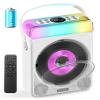 Portable CD Player with Bluetooth & RGB Lights, 4000mAh Rechargeable Personal CD Player with Speakers & Remote, Bass Boost, USB/TF/AUX Support, Portable Bluetooth CD Player for Home/Outdoor Use (White view 1