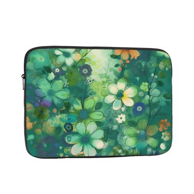 Abstract Seasonal Green Floral Laptop Case 17 inch, TSA Laptop Sleeve Shockproof Protective Notebook Case Water Resistant Computer Carrying Cover Briefcase Handbags Men Women Computer Bag