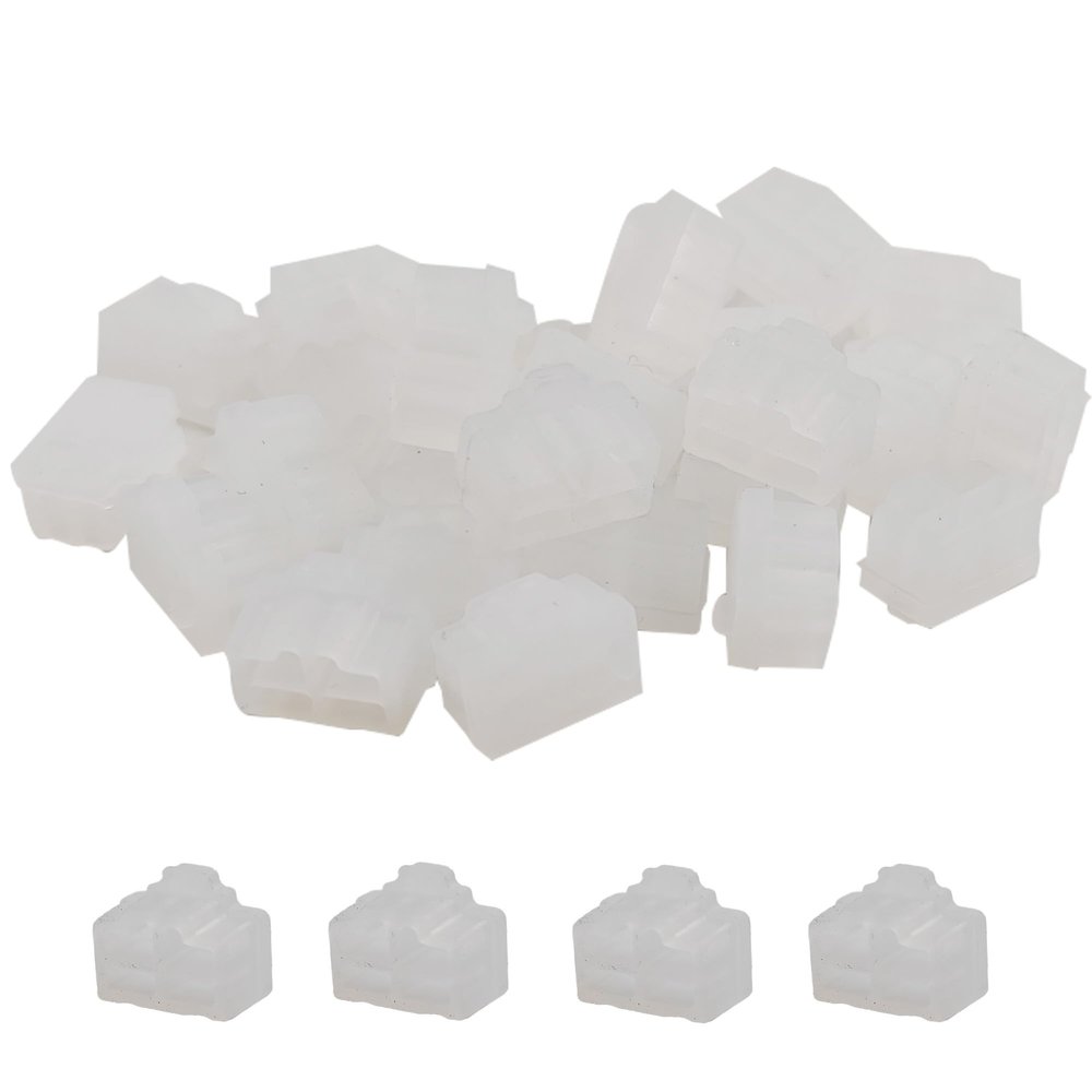 PDETVEO 40PCS RJ45 Port Covers, Silicone Ethernet Dust Protector Caps for Network Switch, Router, Computer and TV Ports (White)