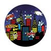 Yeele 7.5x7.5ft City Night Superhero Round Backdrop Sparkling Starry Sky Urban Skyscraper Skyline Photography Background for Kids Superhero Theme Baby Shower Birthday Party Supplies Decor Polyester view 3