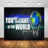 BELECO 8x8ft Fabric You are The Light of The World Backdrop Light Bulb Matthew 5:14 Background for Theme Party Decorations Banner Birthday Photoshoot Studio Props view 1
