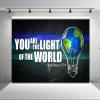 BELECO 8x8ft Fabric You are The Light of The World Backdrop Light Bulb Matthew 5:14 Background for Theme Party Decorations Banner Birthday Photoshoot Studio Props view 3