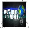 BELECO 8x8ft Fabric You are The Light of The World Backdrop Light Bulb Matthew 5:14 Background for Theme Party Decorations Banner Birthday Photoshoot Studio Props view 4