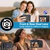 4K Digital Camera for Photography and Vlogging, 64MP Compact Autofocus YouTube Video Camera with Dual Lens 3" IPS Selfie Anti-Shake, 16X Zoom, Flash, 32GB Card, 2 Batteries, Teens & Beginners, Black view 2
