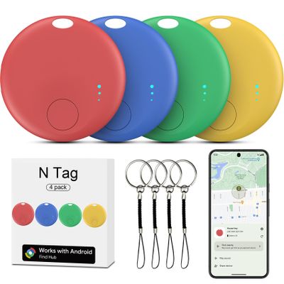 Air Tracking Tags-4 Pack Android, Android Tracker Tags, Work with Google's Find Hub App, Bluetooth Smart Tracking Tag, Item Finder Tracker for Keys, Wallet, Suitcases (Multi-Coloured)