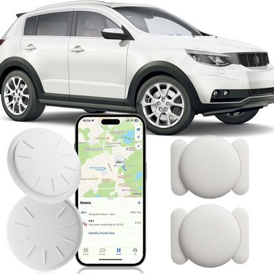 ZFSJTAG Car GPS Tracking Device for Vehicles, 2PCS Real Time GPS Tracker for Car, Work with Find My (iOS Only),Hidden Mini GPS Tracker,No Monthly Fee (White Tracker, White Magnetic Case)