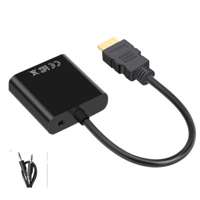 LINGQE HDMI-Compatible to Cable Converter with Power Supply Adapter FHD 1080P for Tablet Desktop PC Projector TV(Black Audio)