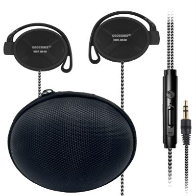 GOGOSINIS Comfortable Kids On-Ear Headphones for School with Soft Sponge Cushions, Adjustable Earhooks, 3.5mm Jack, and Headphone Case - Perfect for Tablets and Computers (Black)