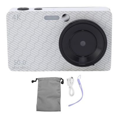 50mp 4k 2.8 Inch Screen Digital Camera 16x Zoom, Af Focus Full Metal Body Supports up to 128g Memory Vivid Display Plus a Fill Light Anti Shake Camera with Rich Details and (White)