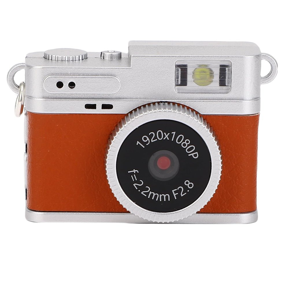 Mini Keychain Camera, 1080P Small Retro Camera, Portable Photo Video Camcorder, for Travel Study Teens Beginners (Brown)