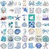 100PCS Pink & Blue Coastal Girl Stickers, Waterproof Vinyl Sea Life Decals, Ocean Beach Aesthetic Stickers for Laptop Water Bottle Journal, Cute Marine Animal & Shell Designs view 2