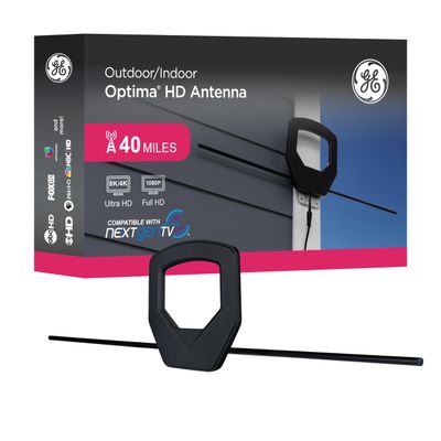 GE UltraPro Optima Outdoor HD Antenna, 40 Mile Range, 4K/8K Ultra HD, NEXTGEN TV Ready, Weatherproof, Attic or Outdoor Mount, Free Local Channels, 81870
