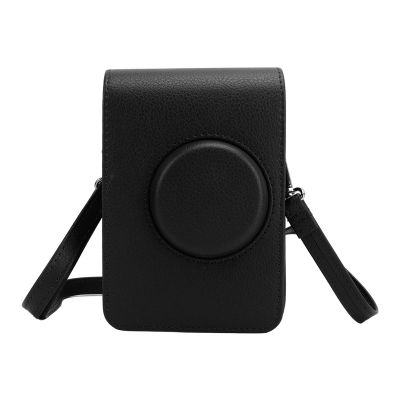 Adjustable Strap Soft Liner Camera Case for Mini, Retro Camera Pouch, PU Leather Bag with Velvet Lining for Photography Enthusiasts and Professionals (Black)