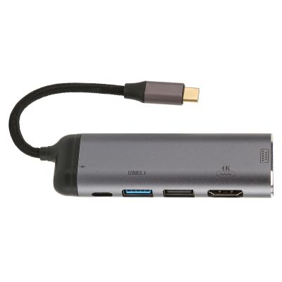 Multifunctional Type C Docking Station, Durably Aluminum Alloy Material, Supports 4K Resolution, Plug and Play for Laptops, PC, Phones and Tablets, Adapter