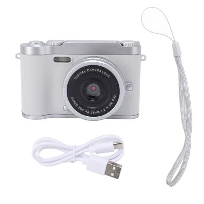 Teens Digital Camera, 48MP HD Dual Lens Auto Focus 8X Digital Zoom Compact Camera with Multiple Stickers, Auto Beautification for Photography, Travel, and Parties (Silver)