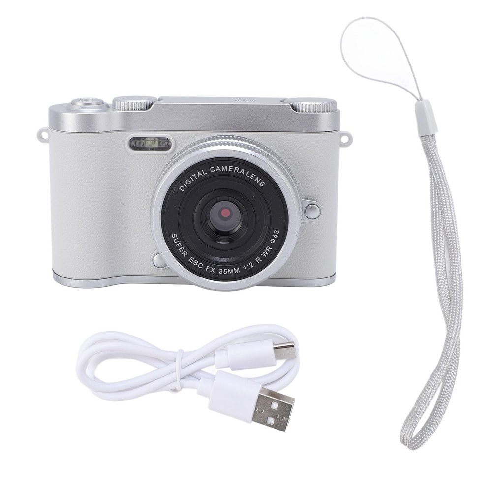 Teens Digital Camera, 48MP HD Dual Lens Auto Focus 8X Digital Zoom Compact Camera with Multiple Stickers, Auto Beautification for Photography, Travel, and Parties (Silver)