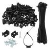 100 PCS Cable Tie Mounts with 100 Cable Ties & Screws(Total 300 PCS), 6 Inch Saddle Type Nylon Zip Tie Base Kit, Wire Management Clips for Baseboard, Wall, Desk (Black) view 1
