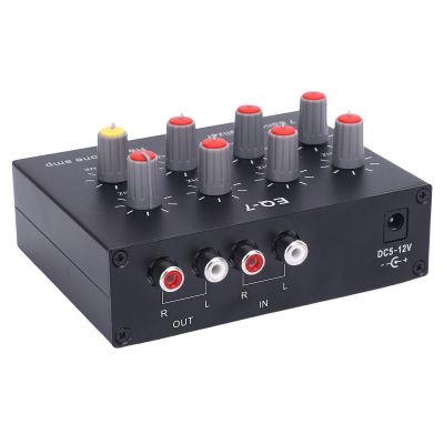 7 Band Sound Equalizer, 2 Channel 3.5mm Interface Digital Sound Amplifier Headphone Amplifier