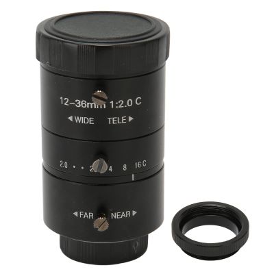 12 36mm F2.0 Manual Zoom Lens for CCTV Industrial Cameras, C Mount, 3MP HD, 1/1.8 Inch Sensor, Low Distortion, Resolution