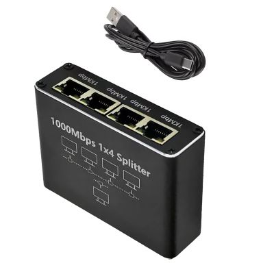 1 in 4 Out RJ45 Gigabit Ethernet Splitter 1000Mbps LAN Network Internet Adapter for IP Cameras Desktop PC