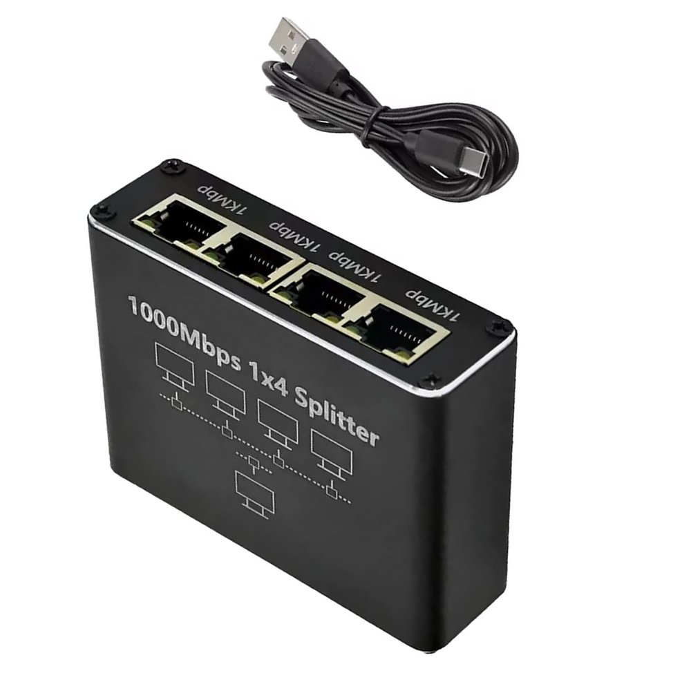 1 in 4 Out RJ45 Gigabit Ethernet Splitter 1000Mbps LAN Network Internet Adapter for IP Cameras Desktop PC