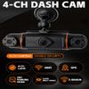 360 Degrees 4CH 1080P Dash Cam Front/Rear/Left/Right, 4-Way Recording, 3" IPS Screen, Built-in WiFi, GPS Tracking, Night Vision, G-Sensor, 24H Parking Mode, Loop Recording view 2