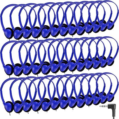 CN-Outlet 50 Pack Classroom Headphones Bulk for Kids School Class Set Headphones for Students Teens Toddler Children and Adults, Wholesale 3.5mm Pulg Wired Earphones-Upgrade (Dark Blue, 50 Pack)