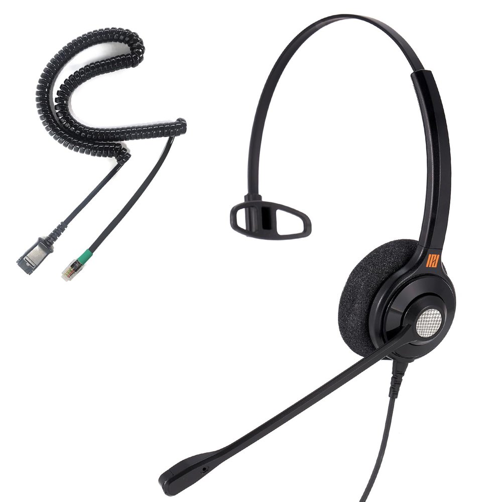 IPD Phone Headset for Office and Call Center Wired QD to RJ9 IPH-210 monaural-Compatible with with Yealink SIP, Grandsteam, Sangoma, +Ooma and LG landline Phones