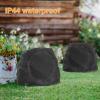 Outdoor Speakers Solar Powered & USB-C Charging, Rock Speaker TWS Pairing Wireless Outdoor Speaker Bluetooth 5.3, LED Light Show, Waterproof, ideal for Backyard BBQ, Garden, Poolside(2-Pc,Black) view 2
