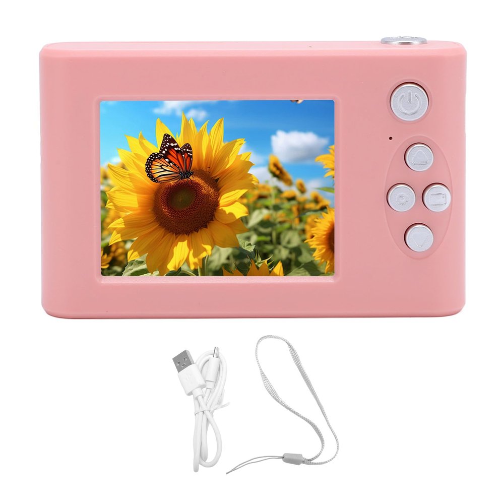 48MP 8X Zoom Digital Camera with IPS Screen, Anti Shake, Auto Focus, Compact Camera for Travel, Selfie Mirror (Pink)