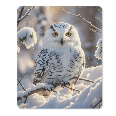 Square Mouse Pads Winter White Owl Mouse Pad for Computers Laptop Desk Washable Mousepad Non-Slip Mouse Mat with Rubber Base Laptop Mousepads 8.7 X 7.1 X 0.1 Inch