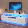 BTHFST TV Stand with Mount for 45/55/65/70 inch TVs, 51.2" LED TV Stand with Power Outlets & Storage, Entertainment Center with Storage, Wihte view 1