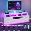 BTHFST TV Stand with Mount for 45/55/65/70 inch TVs, 51.2" LED TV Stand with Power Outlets & Storage, Entertainment Center with Storage, Wihte view 3