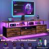 BTHFST TV Stand with Mount for 45/55/65/70 inch TVs, 51.2" LED TV Stand with Power Outlets & Storage, Entertainment Center with Storage, Rustic Brown view 2
